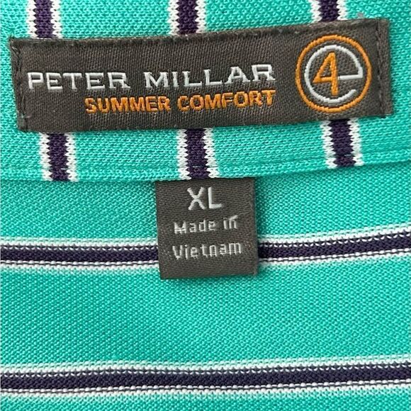Peter Millar Turquoise Striped Summer Comfort 4 ACC 1929 Polo Shirt Size XL - Picture 2 of 9